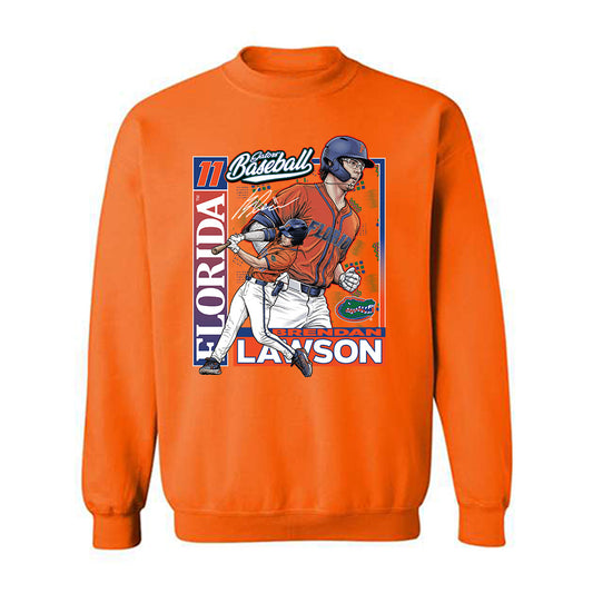 Florida - NCAA Baseball : Brendan Lawson - Card Caricature Crewneck Sweatshirt-0
