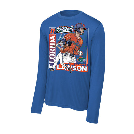 Florida - NCAA Baseball : Brendan Lawson - Card Caricature Activewear Long Sleeve T-Shirt-0