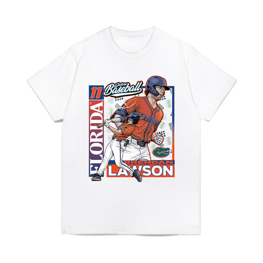 Florida - NCAA Baseball : Brendan Lawson - Card Caricature Comfort Colors T-Shirt-0