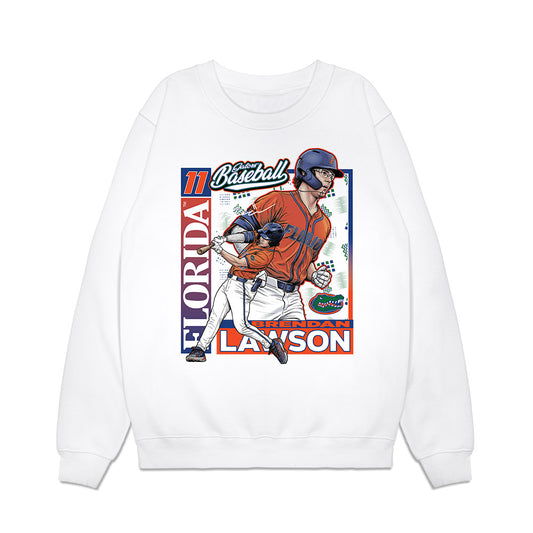 Florida - NCAA Baseball : Brendan Lawson - Card Caricature Premium Crewneck Sweatshirt-0