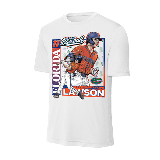 Florida - NCAA Baseball : Brendan Lawson - Card Caricature Activewear T-Shirt-0