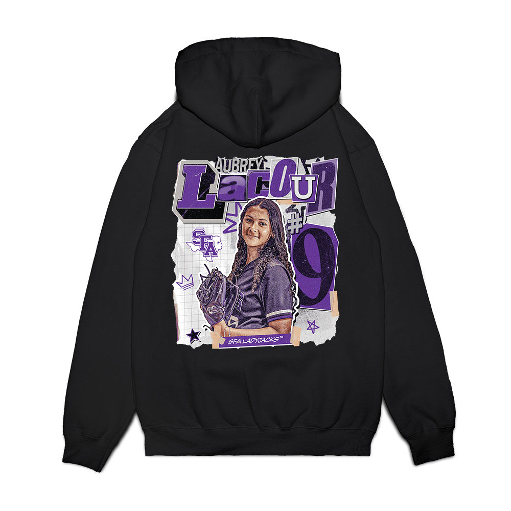 SFA - NCAA Softball : Aubrey LaCour - Cutout Collage Premium Hooded Sweatshirt-1