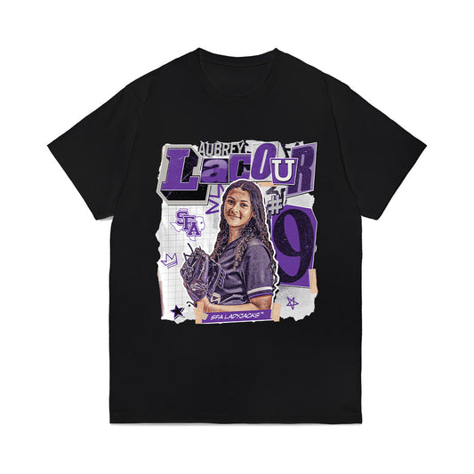 SFA - NCAA Softball : Aubrey LaCour - Cutout Collage Comfort Colors T-Shirt-0