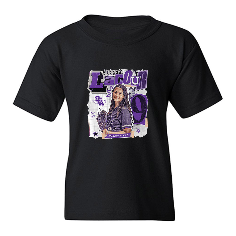 SFA - NCAA Softball : Aubrey LaCour - Cutout Collage Youth T-Shirt-0