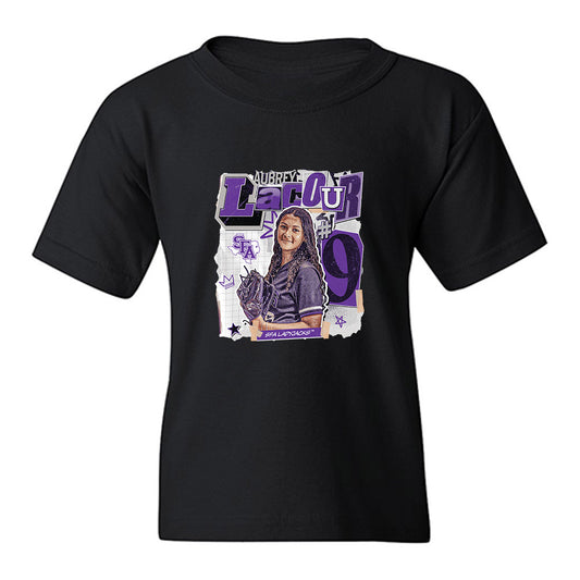 SFA - NCAA Softball : Aubrey LaCour - Cutout Collage Youth T-Shirt-0