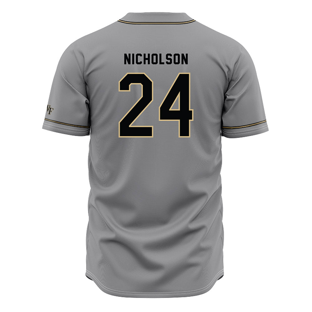 Wake Forest - NCAA Baseball : Grant Nicholson - Grey Jersey-1