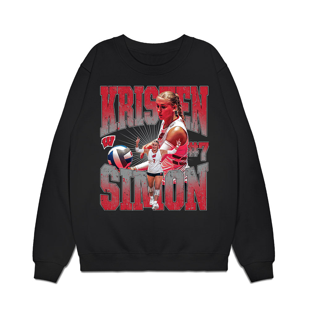 Wisconsin - NCAA Women's Volleyball : Kristen Simon - Collage Premium Crewneck Sweatshirt-0