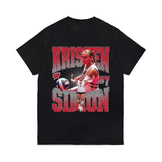 Wisconsin - NCAA Women's Volleyball : Kristen Simon - Collage Comfort Colors T-Shirt-0