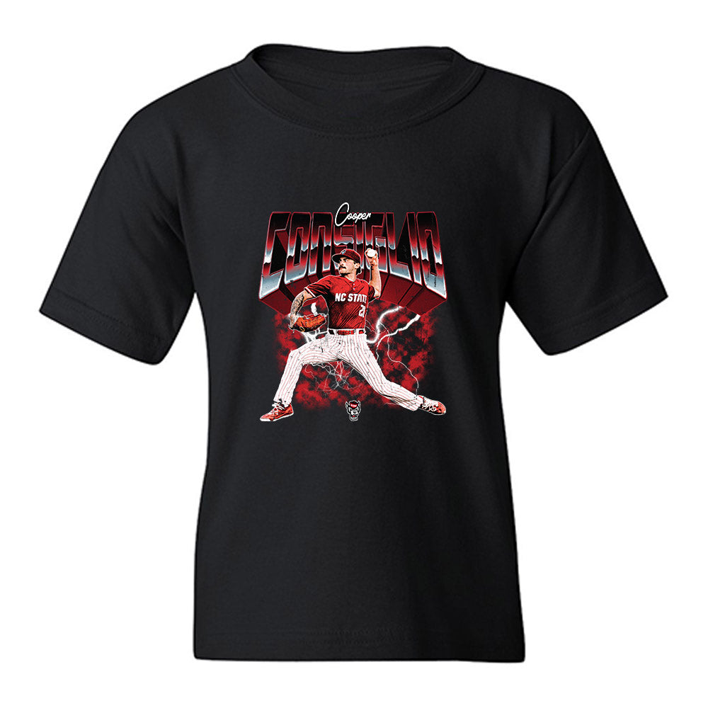NC State - NCAA Baseball : Cooper Consiglio - Collage Youth T-Shirt-0