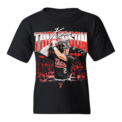 Texas Tech - NCAA Baseball : Kyeler Thompson - Collage Youth T-Shirt-0