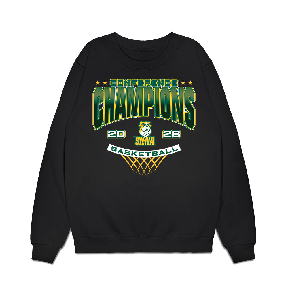 Siena - NCAA Men's Basketball : Isaiah Henderson - Conference Champions Premium Crewneck Sweatshirt-0