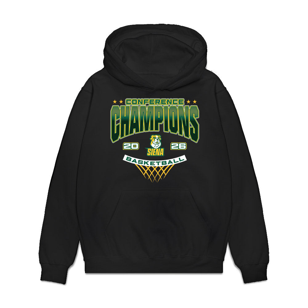 Siena - NCAA Men's Basketball : Brendan Coyle - Conference Champions Premium Hooded Sweatshirt-0