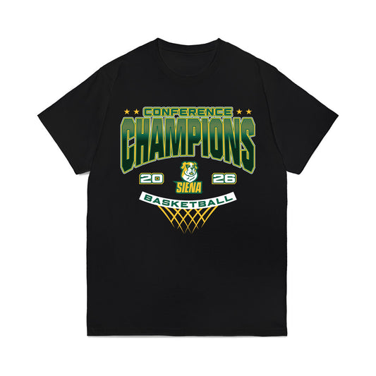 Siena - NCAA Men's Basketball : Owen Schlager - Conference Champions Comfort Colors T-Shirt-0