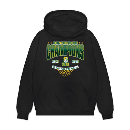 Siena - NCAA Men's Basketball : Reid Ducharme - Conference Champions Premium Hooded Sweatshirt-0