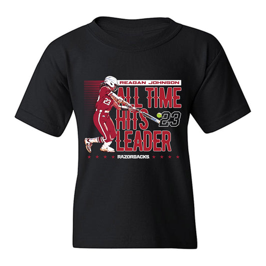 Arkansas - NCAA Softball : Reagan Johnson - All Time Hits Leader Youth T-Shirt-0