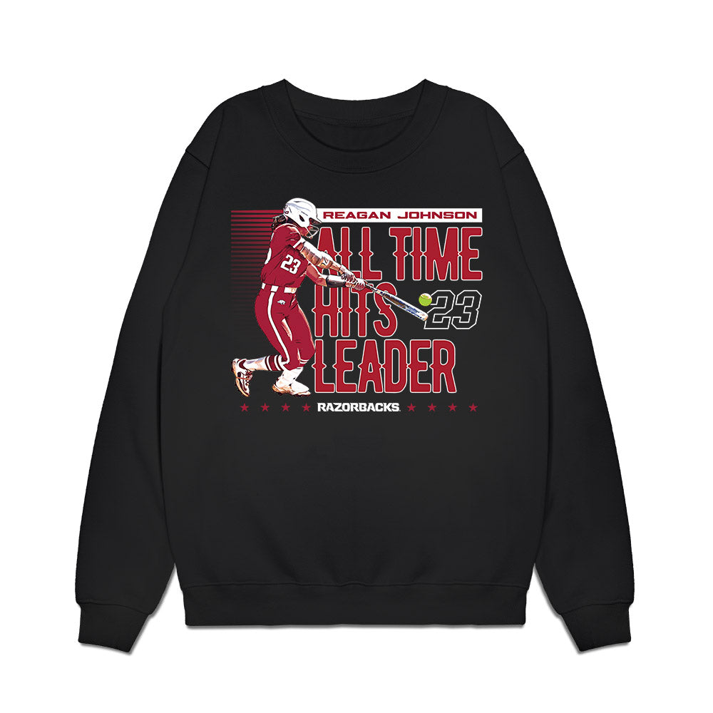 Arkansas - NCAA Softball : Reagan Johnson - All Time Hits Leader Premium Crewneck Sweatshirt-0