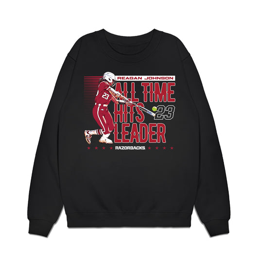 Arkansas - NCAA Softball : Reagan Johnson - All Time Hits Leader Premium Crewneck Sweatshirt-0