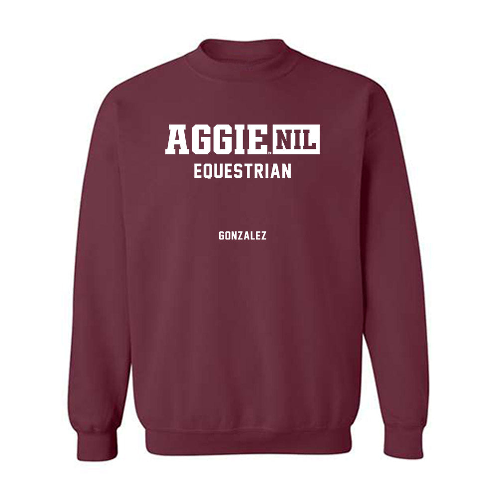 Texas A&M - NCAA Equestrian : Isabelle Gonzalez - Aggies NIL Classic Shersey Crewneck Sweatshirt-0