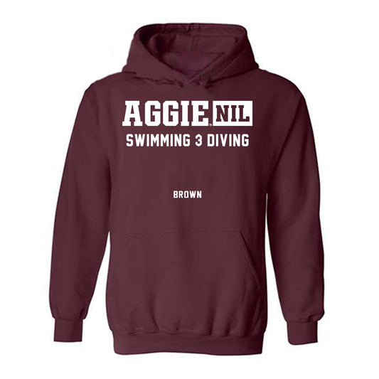 Texas A&M - NCAA Men's Swimming & Diving : Logan Brown - Aggies NIL Classic Shersey Hooded Sweatshirt-0