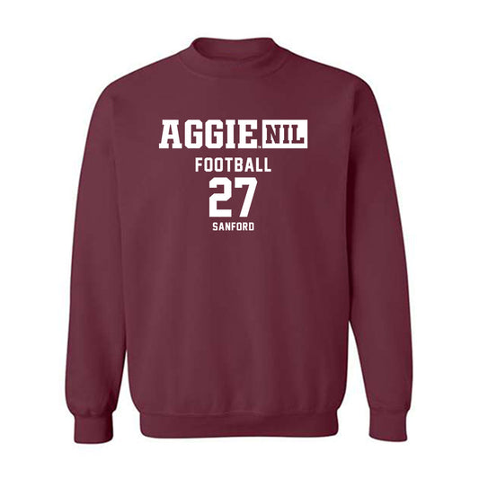 Texas A&M - NCAA Football : Daymion Sanford - Aggies NIL Classic Shersey Crewneck Sweatshirt-0