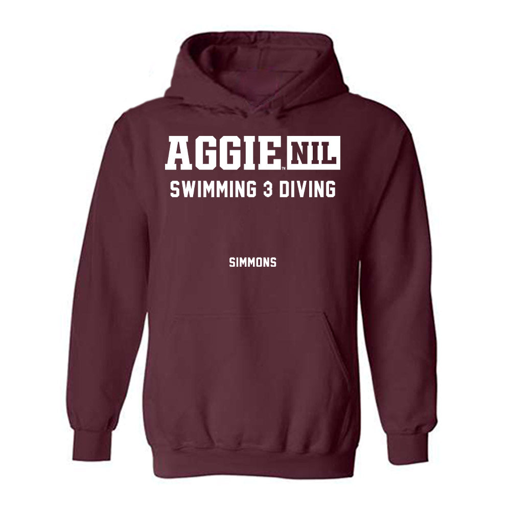 Texas A&M - NCAA Men's Swimming & Diving : John Simmons - Aggies NIL Classic Shersey Hooded Sweatshirt-0