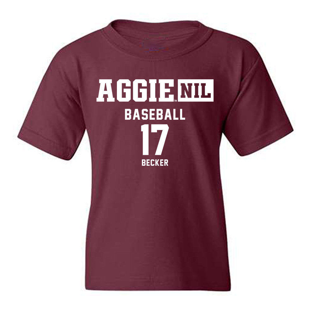 Texas A&M - NCAA Baseball : Zane Becker - Aggies NIL Classic Shersey Youth T-Shirt-0
