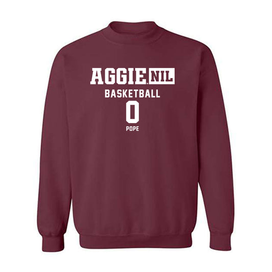 Texas A&M - NCAA Men's Basketball : Jordan Pope - Aggies NIL Classic Shersey Crewneck Sweatshirt-0