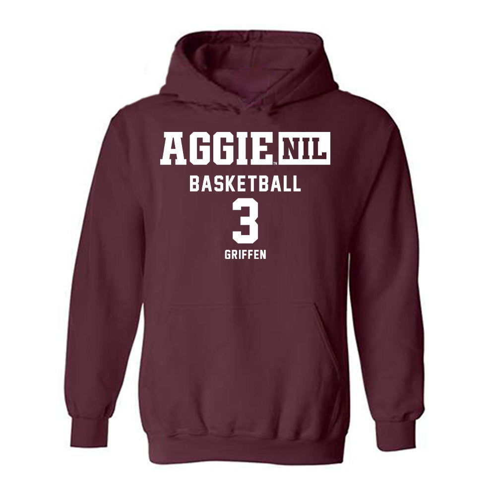 Texas A&M - NCAA Men's Basketball : Rylan Griffen - Aggies NIL Classic Shersey Hooded Sweatshirt-0