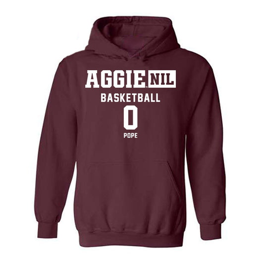 Texas A&M - NCAA Men's Basketball : Jordan Pope - Aggies NIL Classic Shersey Hooded Sweatshirt-0
