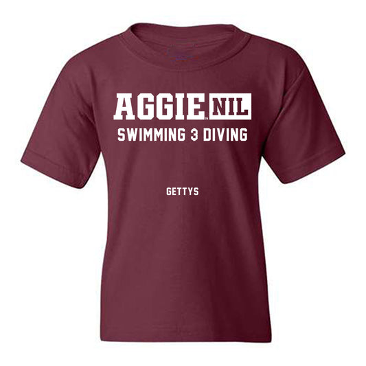 Texas A&M - NCAA Men's Swimming & Diving : Bucky Gettys - Aggies NIL Classic Shersey Youth T-Shirt-0