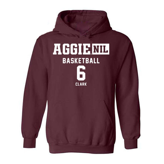 Texas A&M - NCAA Men's Basketball : Preston Clark - Aggies NIL Classic Shersey Hooded Sweatshirt-0