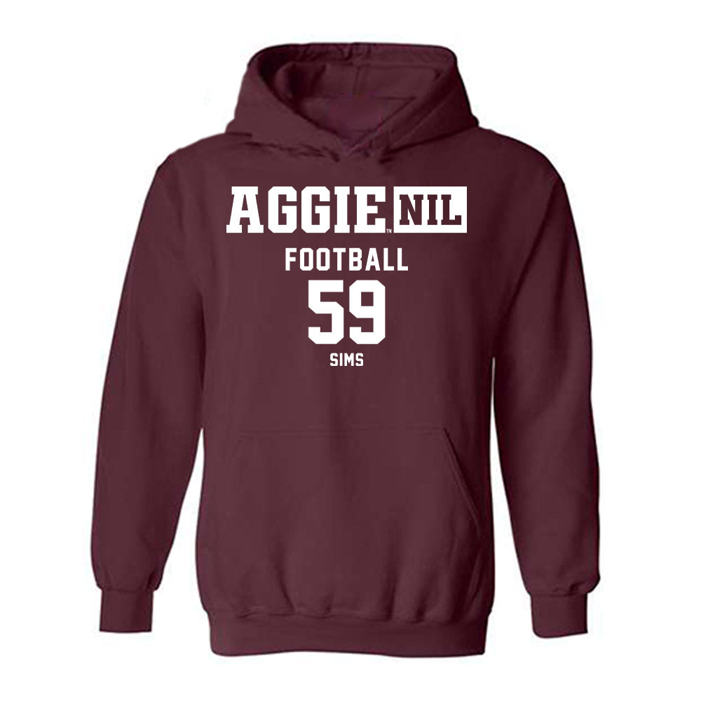 Texas A&M - NCAA Football : Chace Sims - Aggies NIL Classic Shersey Hooded Sweatshirt-0
