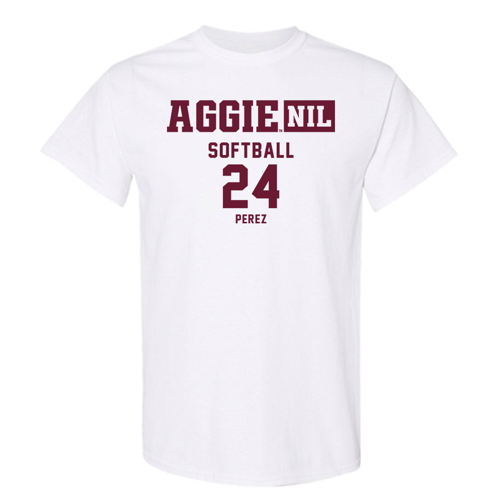 Texas A&M - NCAA Softball : Mya Perez - Aggies NIL Classic Shersey T-Shirt-0