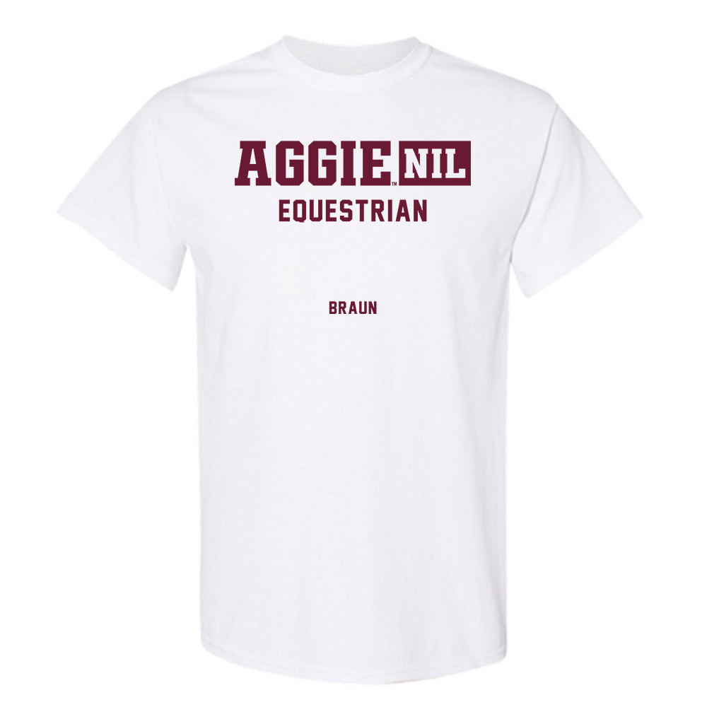 Texas A&M - NCAA Equestrian : Meagan Braun - Aggies NIL Classic Shersey T-Shirt-0