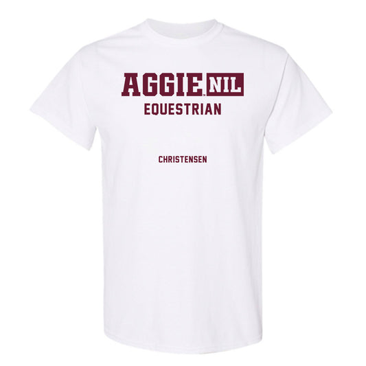 Texas A&M - NCAA Equestrian : Cara Christensen - Aggies NIL Classic Shersey T-Shirt-0