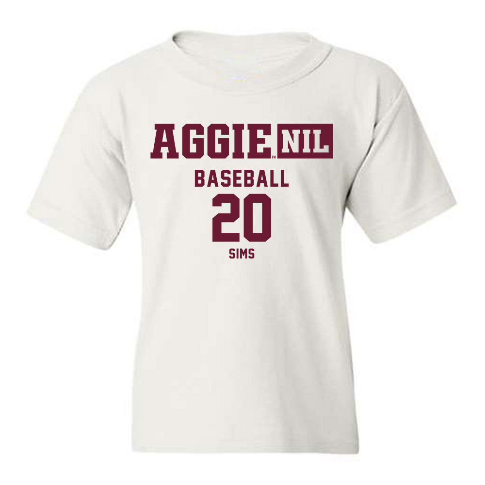 Texas A&M - NCAA Baseball : Aiden Sims - Aggies NIL Classic Shersey Youth T-Shirt-0