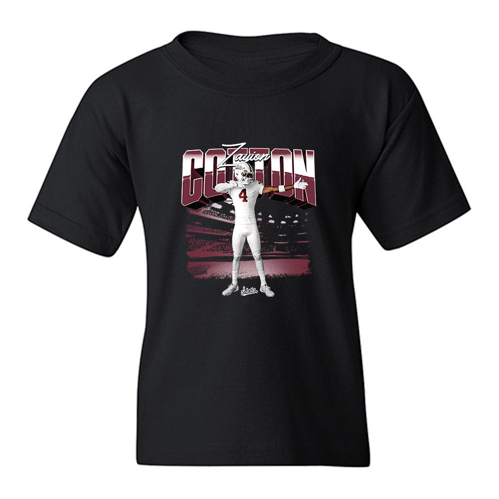 Mississippi State - NCAA Football : Zayion Cotton - Collage Youth T-Shirt-0