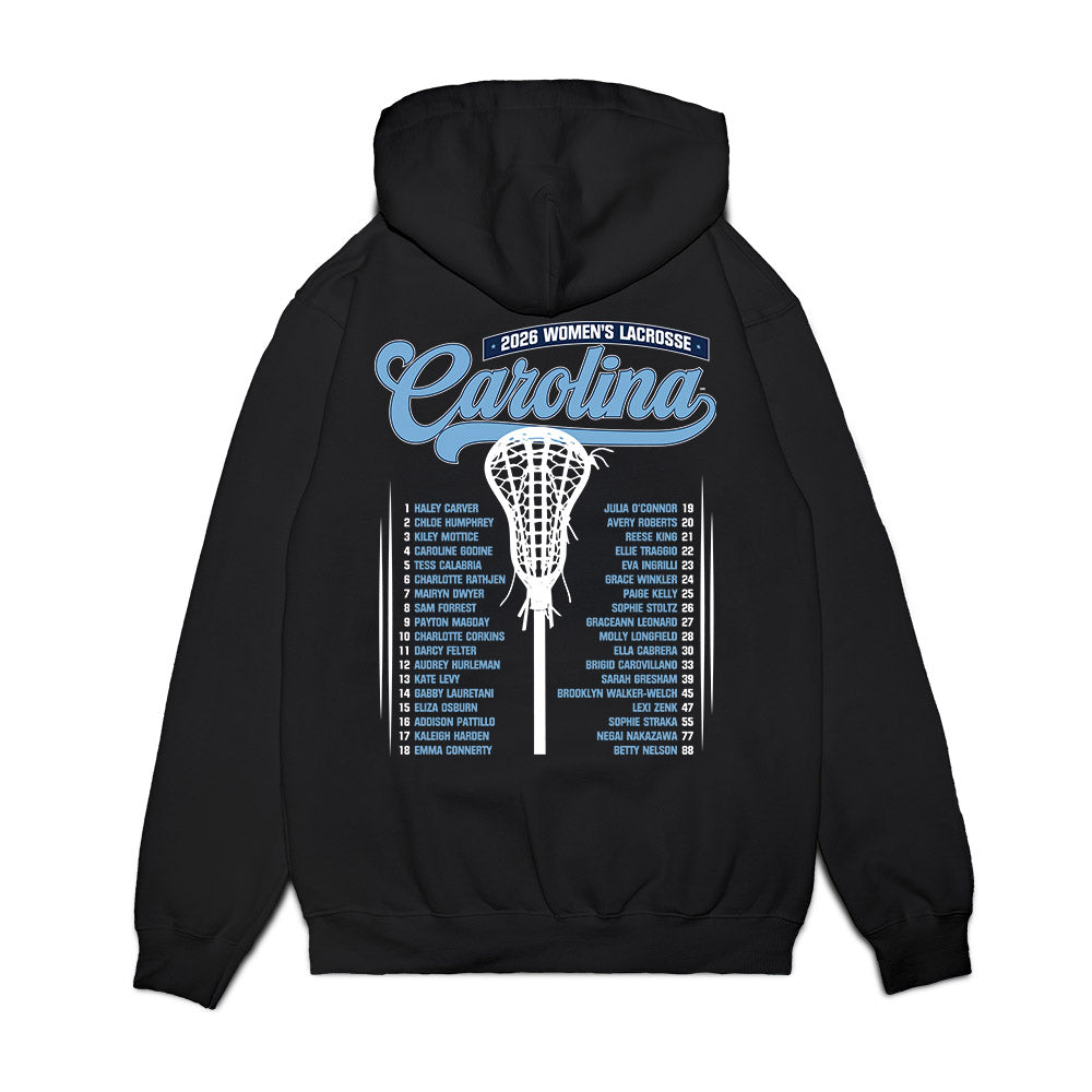 UNC - NCAA Womens Lacrosse - Team Roster Premium Hooded Sweatshirt-1