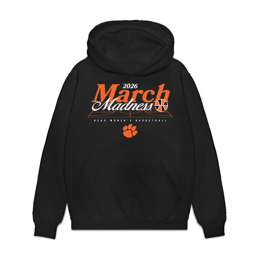 Clemson - NCAA Women's Basketball : Mia Moore - NCAA® March Madness® 2026 Premium Hooded Sweatshirt-0