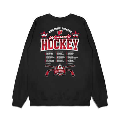Wisconsin - NCAA Women's Ice Hockey : - 2026 National Champions Roster Premium Crewneck Sweatshirt-1