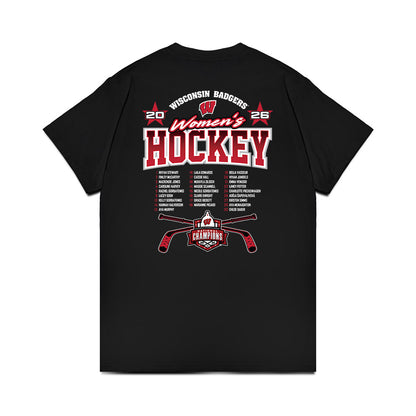 Wisconsin - NCAA Women's Ice Hockey : - 2026 National Champions Roster Comfort Colors T-Shirt-1
