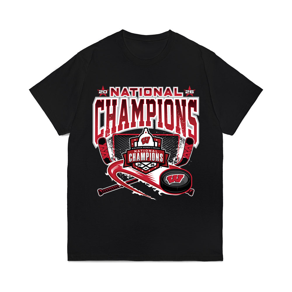 Wisconsin - NCAA Women's Ice Hockey : - 2026 National Champions Roster Comfort Colors T-Shirt-0