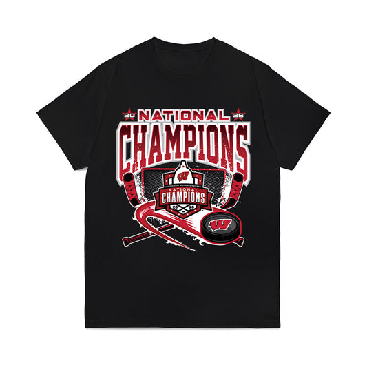 Wisconsin - NCAA Women's Ice Hockey : - 2026 National Champions Roster Comfort Colors T-Shirt-0