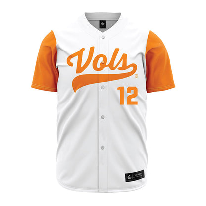 Tennessee - NCAA Baseball : Evan Hankins - White Jersey-0