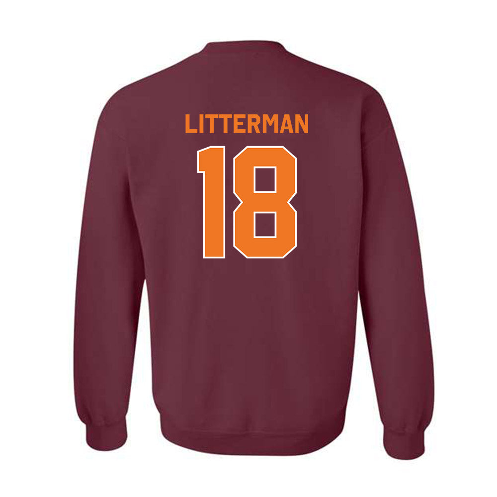 Virginia Tech - NCAA Baseball : Hudson Litterman - Classic Shersey Crewneck Sweatshirt-1