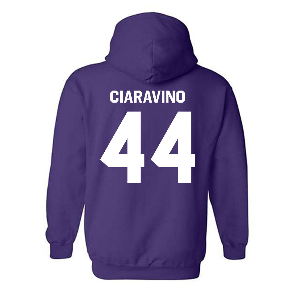 Northwestern - NCAA Men's Basketball : Angelo Ciaravino - Classic Shersey Hooded Sweatshirt-1