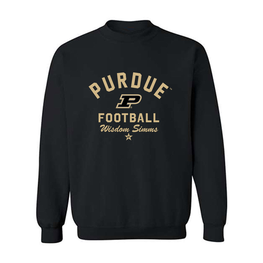Purdue - NCAA Football : Wisdom Simms - Classic Shersey Crewneck Sweatshirt-1