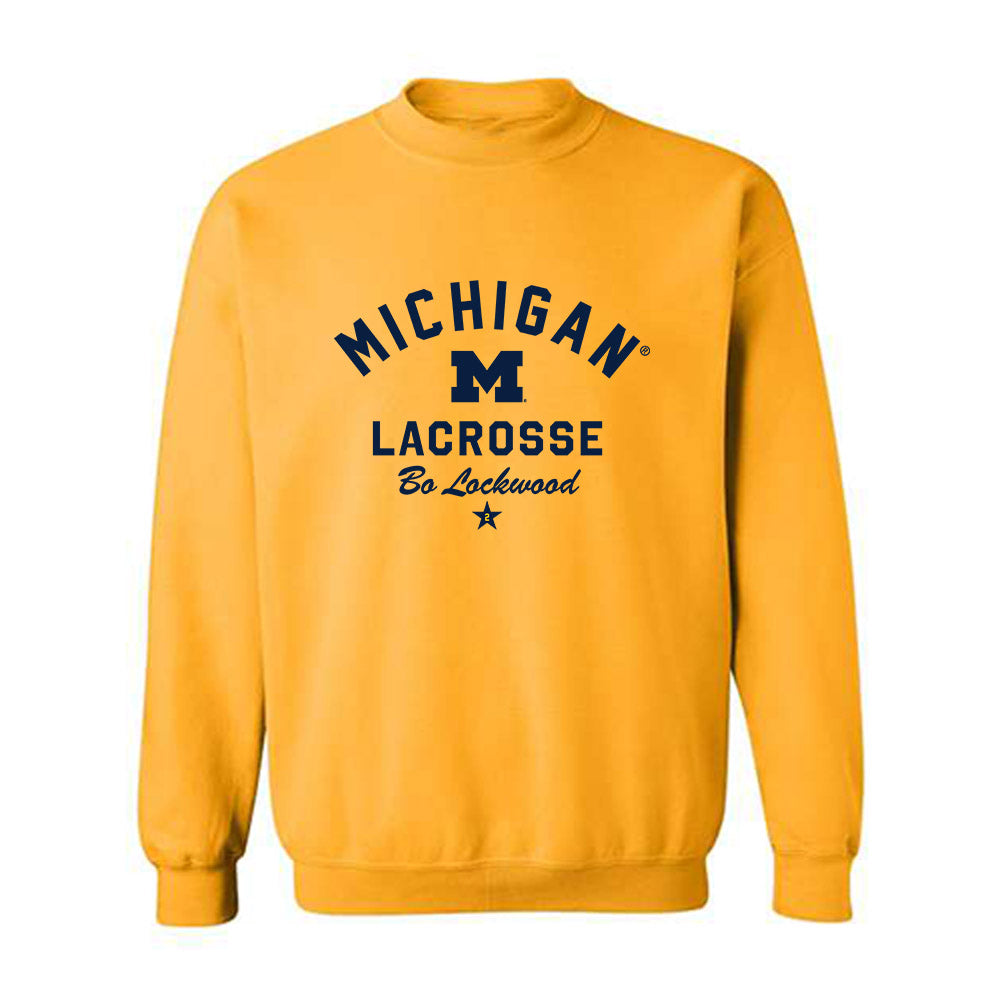 Michigan - NCAA Men's Lacrosse : Bo Lockwood - Classic Shersey Crewneck Sweatshirt-1
