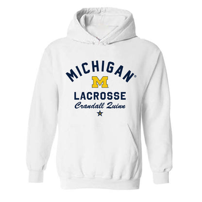 Michigan - NCAA Men's Lacrosse : Crandall Quinn - Classic Shersey Hooded Sweatshirt-0