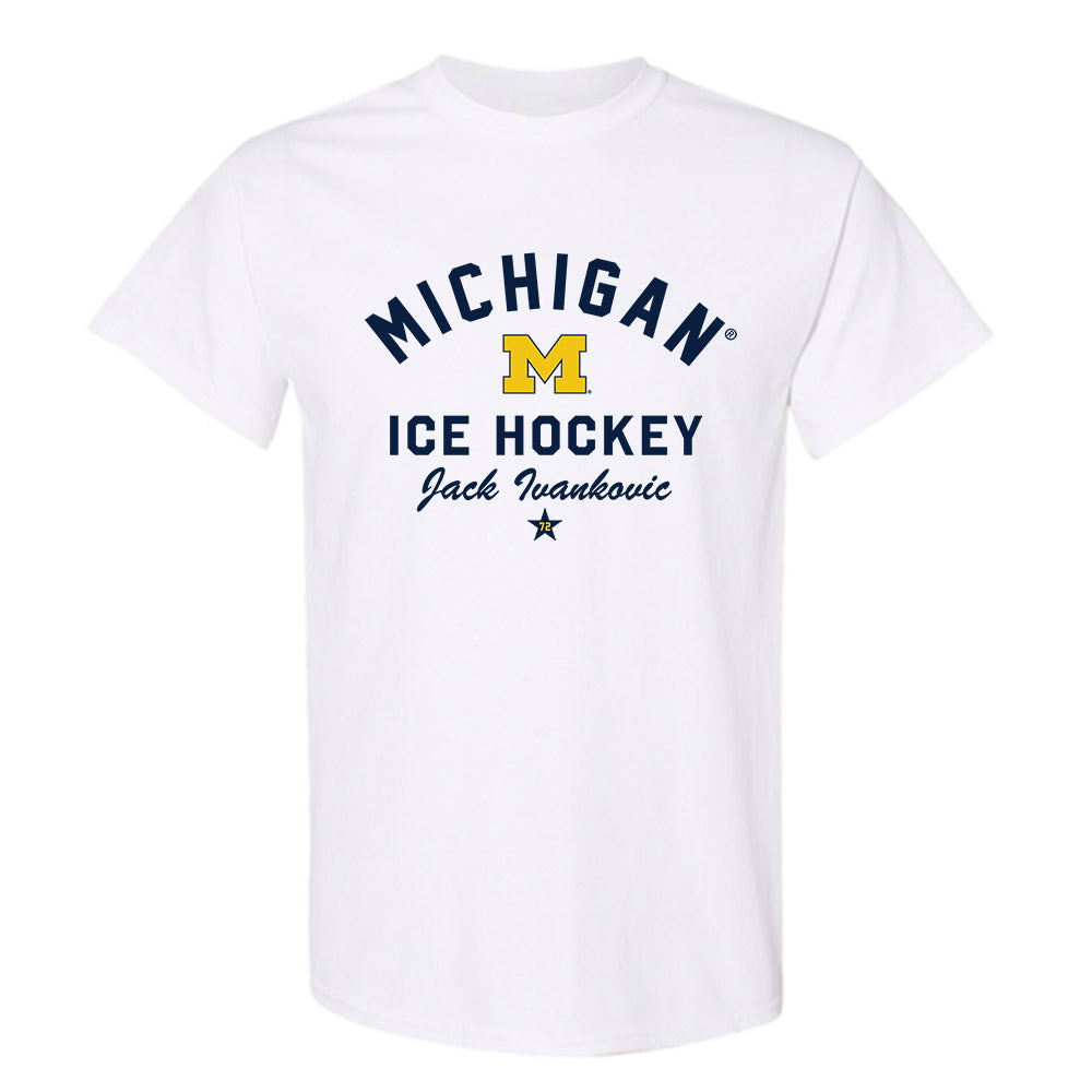 Michigan - NCAA Men's Ice Hockey : Jack Ivankovic - Classic Shersey T-Shirt-0